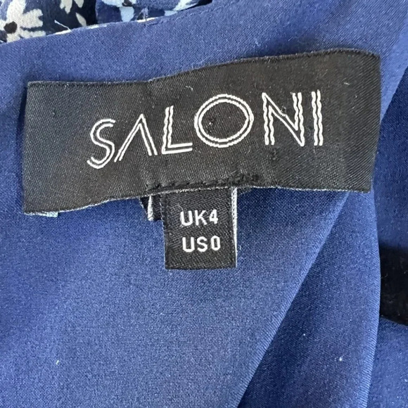 SALONI Colette Silk Minidress In Navy Painterly $550 - Picture 12 of 15
